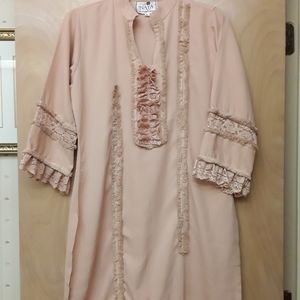 Pink Blush Ruffle Boho Victorian Dress M INaya